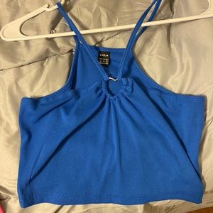 Shein Heart Chested Blue Crop